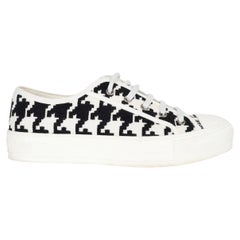 CHRISTIAN DIOR white & black WALK'N'DIOR MACRO HOUNDSTOOTH Sneakers Shoes 38