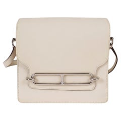 HERMES Nata cream Swift leather MINI ROULIS Bag PHW