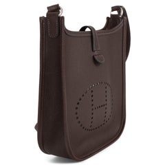 HERMES Ebene brown Courchevel leather EVELYNE 16 TPM Bag PHW