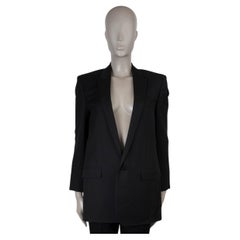 SAINT LAURENT black wool 2014 PEAK LAPEL Blazer Jacket 40 M