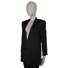 SAINT LAURENT black wool 2014 PEAK LAPEL Blazer Jacket 40 M
