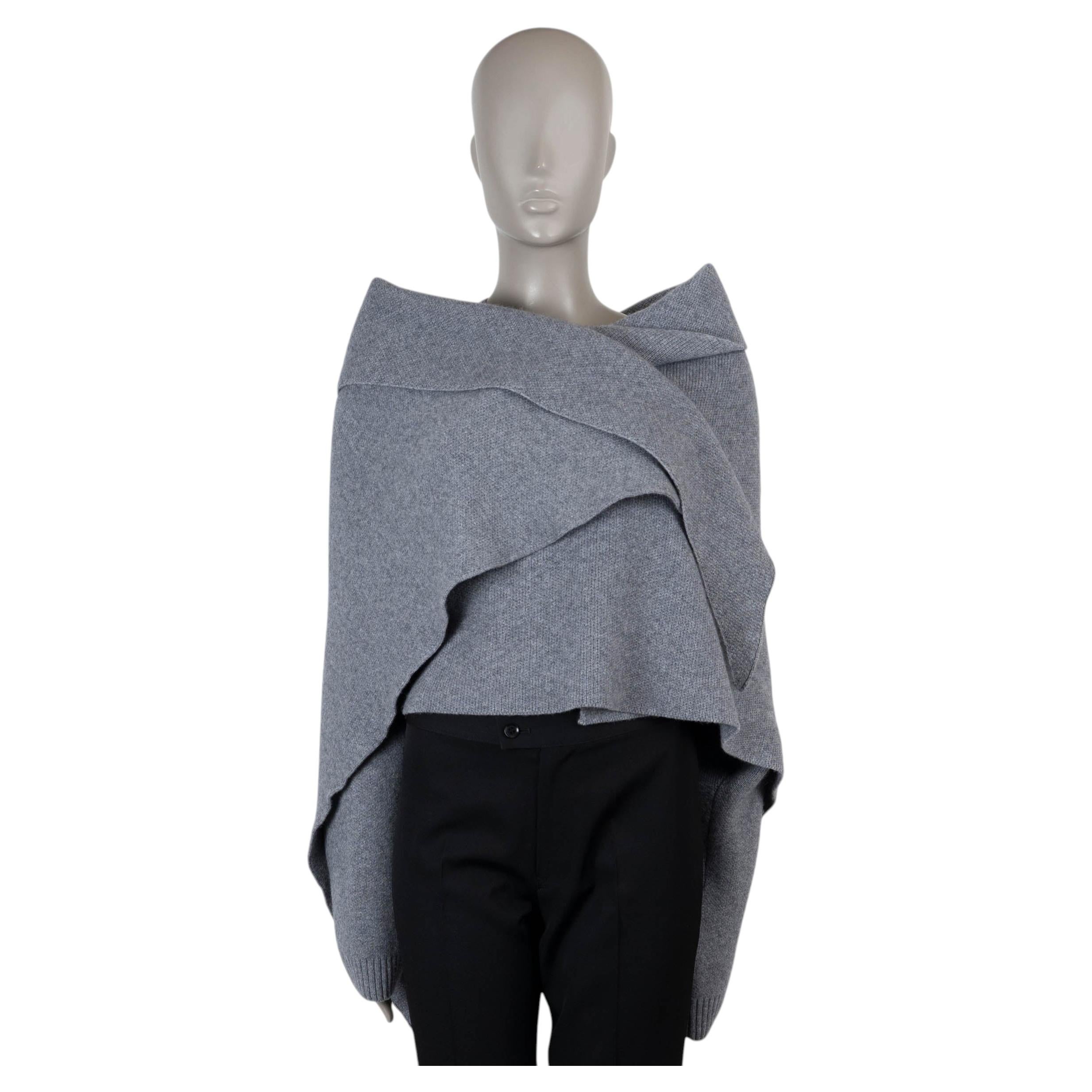 Pre-owned Alaïa Alaia Grey Wool Shawl Wrap Knit Jacket 38 S In Gray