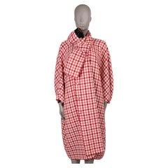 BALENCIAGA red white wool 2018 CRISTOBAL GINGHAM BOW Coat Jacket 36 XS