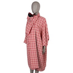 BALENCIAGA red white wool 2018 CRISTOBAL GINGHAM BOW Coat Jacket 36 XS