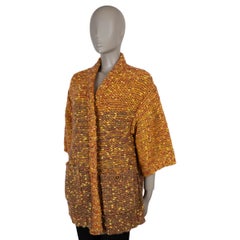 CHANEL ochre saffron wool 14B CHUNKY KNIT Coat Jacket 34 XXS