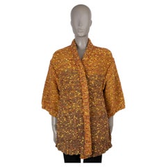 CHANEL ochre saffron wool 14B CHUNKY KNIT Coat Jacket 34 XXS