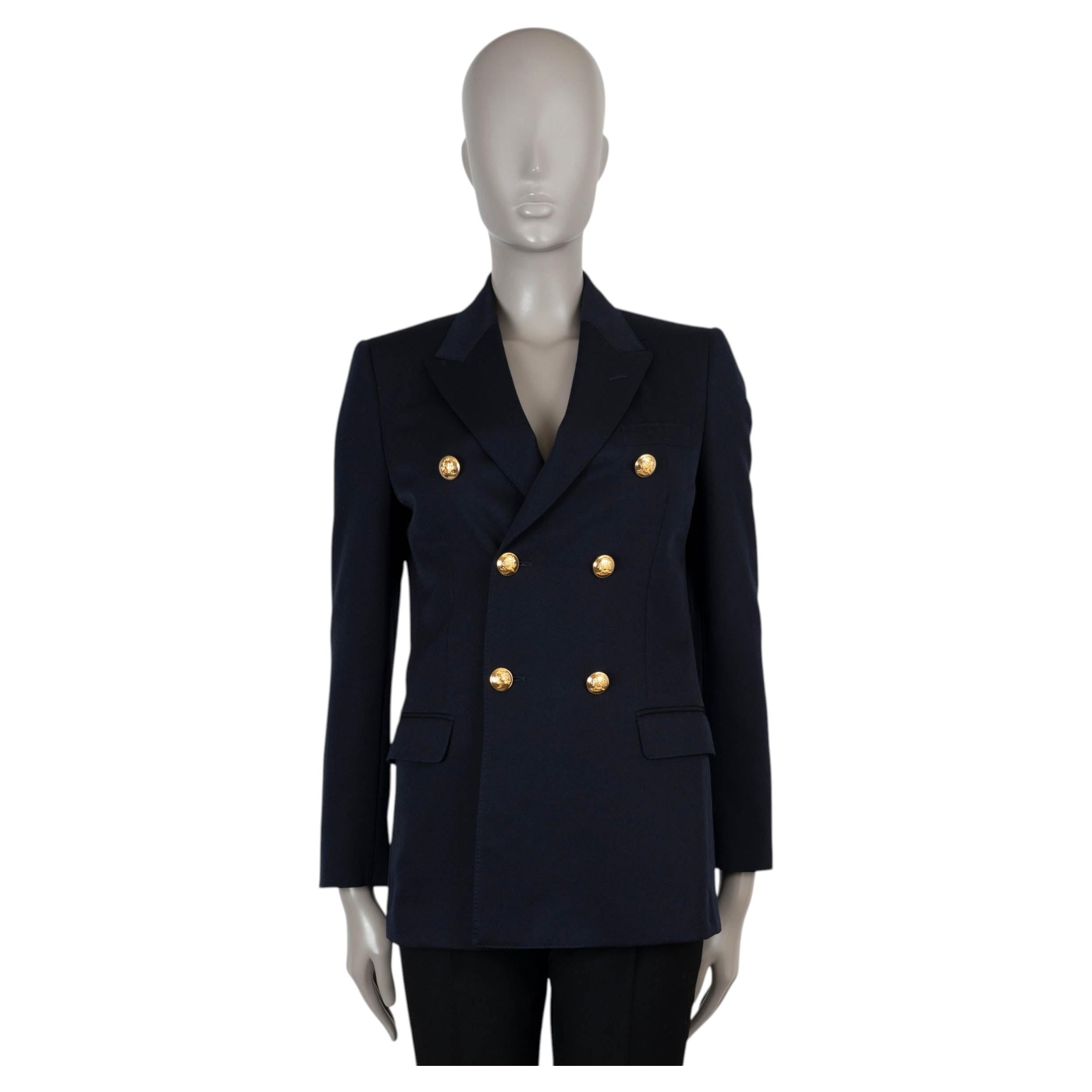 Pre-owned Celine Navy Blue Wool Double Breasted Blazer Jacket 36 Xs
