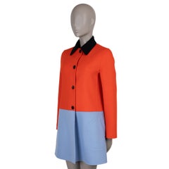 CHRISTIAN DIOR orange blue wool 2022 COLORBLOCK DOUBLE FACE Coat Jacket 36 XS