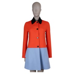 CHRISTIAN DIOR orange blue wool 2022 COLORBLOCK DOUBLE FACE Coat Jacket 36 XS