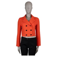 CHRISTIAN DIOR orange wool 2022 CROPPED BIKER Jacket 36 XS