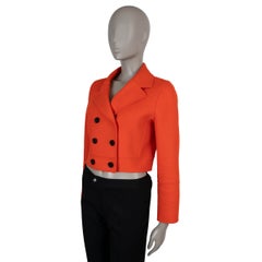 CHRISTIAN DIOR orange wool 2022 CROPPED BIKER Jacket 36 XS