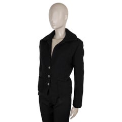 CHANEL black wool 22A FLORENCE TWEED Jacket 38 S