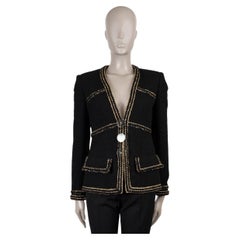 CHANEL black wool 17A COSMOPOLITE LUREX BRAID TRIM TWEED Jacket 38 S