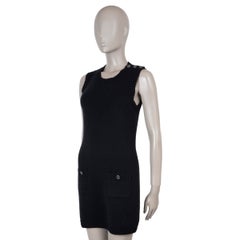 CHANEL black cashmere 21S SLEEVELESS KNIT MINI Dress 34 XS