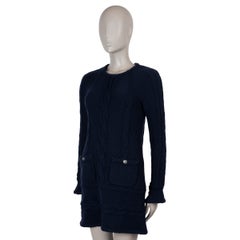 CHANEL navy blue wool 18A HAMBURG CABLE KNIT MINI Dress 36 XS