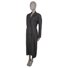 LANVIN grey wool PRINCE OF WALES MIDI COAT Dress S