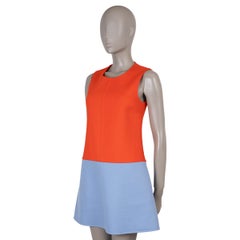 CHRISTIAN DIOR orange & blue wool 2022 COLORBLOCK MINI Dress 36 XS