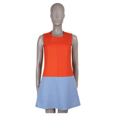 CHRISTIAN DIOR orange & blue wool 2022 COLORBLOCK MINI Dress 36 XS