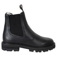 CELINE black leather MARGARET CHELSEA Ankle Boots Shoes 36.5