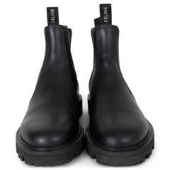CELINE black leather MARGARET CHELSEA Ankle Boots Shoes 36.5