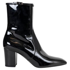 SAINT LAURENT black patent leather BETTY Ankle Boots Shoes 39.5