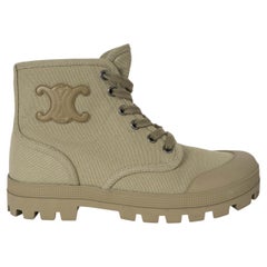 CELINE army green canvas 2021 PATAPANS 20 Paratrooper Boots Shoes 36