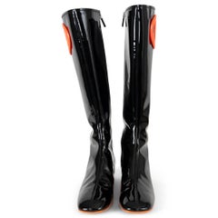 CHRISTIAN DIOR black & orange patent leather 2022 IDOLE Boots Shoes 39