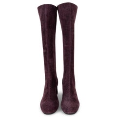 AQUAZZURA Blackberry burgundy suede SAINT HONORE 50 Boots Shoes 39
