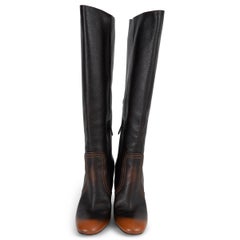 BOTTEGA VENETA dark brown leather 2019 KNEE-HIGH Boots Shoes 38