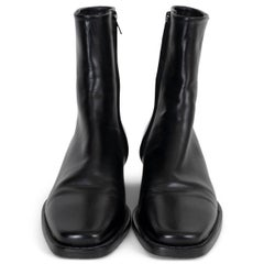 KHAITE black leather WOOSTER WESTERN Ankle Boots Shoes 38