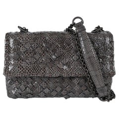 BOTTEGA VENETA dark grey BABY OLIMPIA AYERS INTRECCIATO Shoulder Bag
