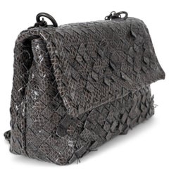 BOTTEGA VENETA dark grey BABY OLIMPIA AYERS INTRECCIATO Shoulder Bag