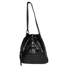 KIESELSTEIN-CORD black HORSE HEAD CROCODILE Tote Bag