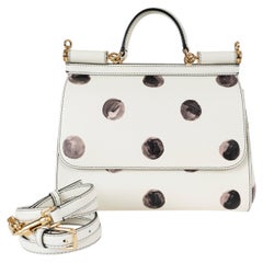 DOLCE & GABBANA cream leather 2019 SICILY MEDIUM POLKA DOT Bag