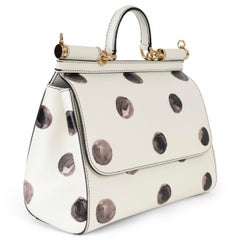 DOLCE & GABBANA cream leather 2019 SICILY MEDIUM POLKA DOT Bag