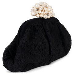 DOLCE & GABBANA black 2012 PEARL LACE FRAME Evening Bag