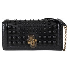 BOTTEGA VENETA black leather 2019 SPHERE KNOT Clutch Bag
