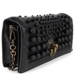 BOTTEGA VENETA black leather 2019 SPHERE KNOT Clutch Bag