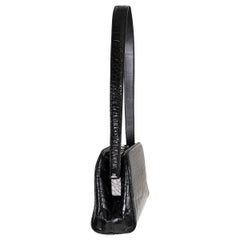 PRADA black CROCODILE MINIMALISTIC Shoulder Bag
