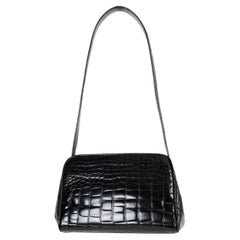 PRADA black CROCODILE MINIMALISTIC Shoulder Bag