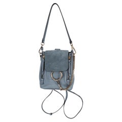 CHLOE Cloudy blue suede & leather FAYE MINI Backpack Bag