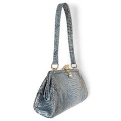 KIESELSTEIN-CORD light blue PYTHON FROG FRAME Shoulder Bag
