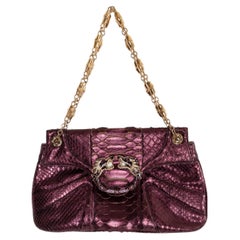 GUCCI metallic purple 2004 JEWELED DRAGON PYTHON Shoulder Bag