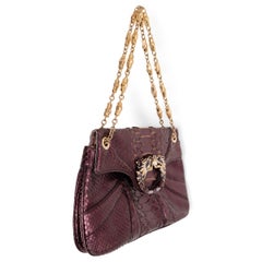 GUCCI metallic purple 2004 JEWELED DRAGON PYTHON Shoulder Bag