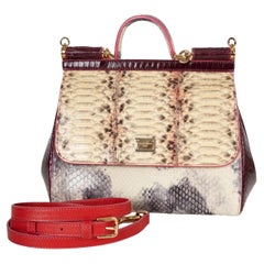 DOLCE & GABBANA gelb-rosa SICILY MEDIUM PYTHON-Tasche