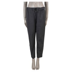 BRUNELLO CUCINELLI dark grey wool 2018 MONILI SIDE STRIPE Pants 44 L