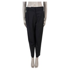 BRUNELLO CUCINELLI Pantalones rectos plisados de lana gris lignito 2023, talla 44 L