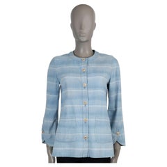 CHANEL light blue cotton 26C LAKE COMO STRIPED Jacket 34 XS