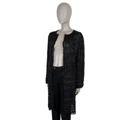 DOLCE & GABBANA – Schwarze Seidenjacke aus Spitze mit Paillettenstickerei, Größe M