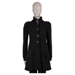 CHANEL black cotton 13C VERSAILLES BRAID TRIM TWEED Coat Jacket 40 M